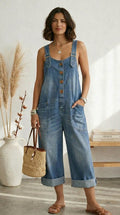 Pilar | Salopette Vintage Blu con Spalline Regolabili