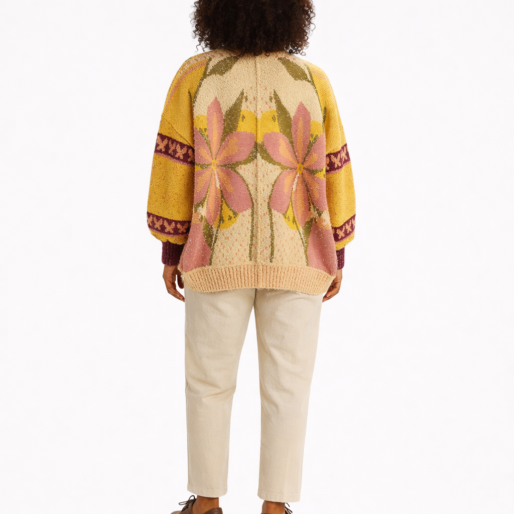 Casey | Cardigan in Maglia con Motivo Floreale