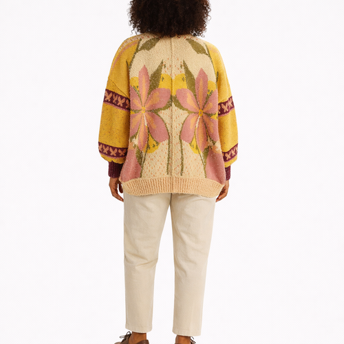 Casey | Cardigan in Maglia con Motivo Floreale