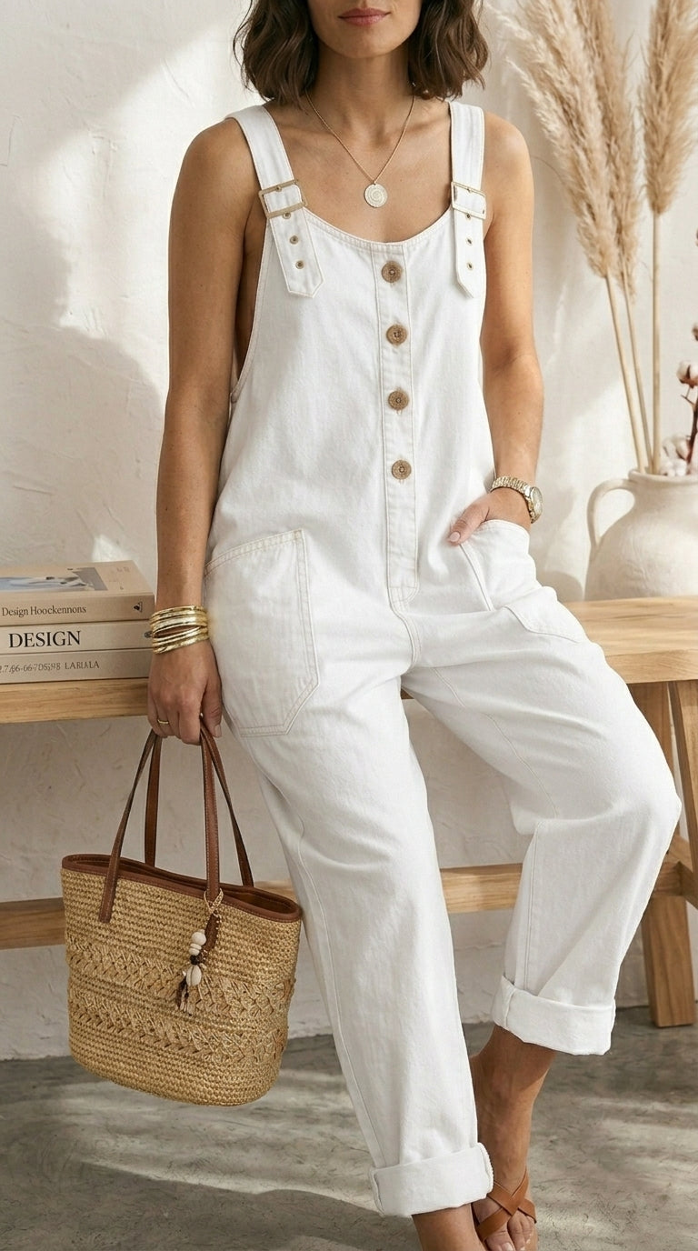 Pilar | Salopette Vintage Blu con Spalline Regolabili