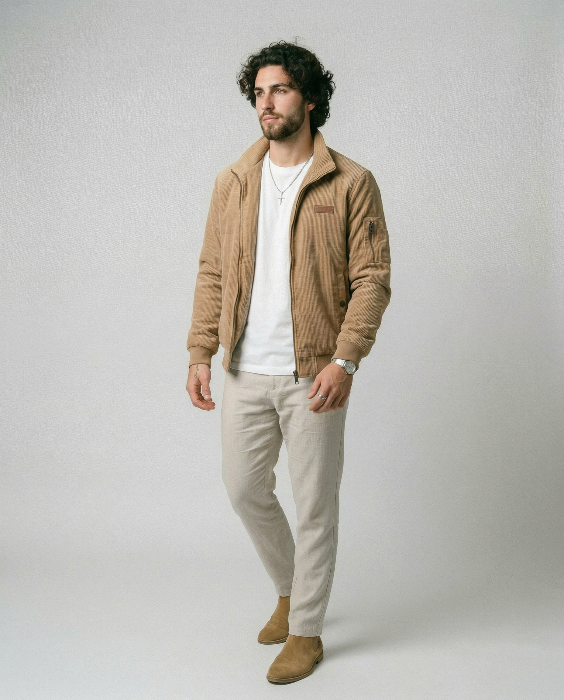 Hugo | Cappotto in Velluto a Coste con Fodera Sherpa