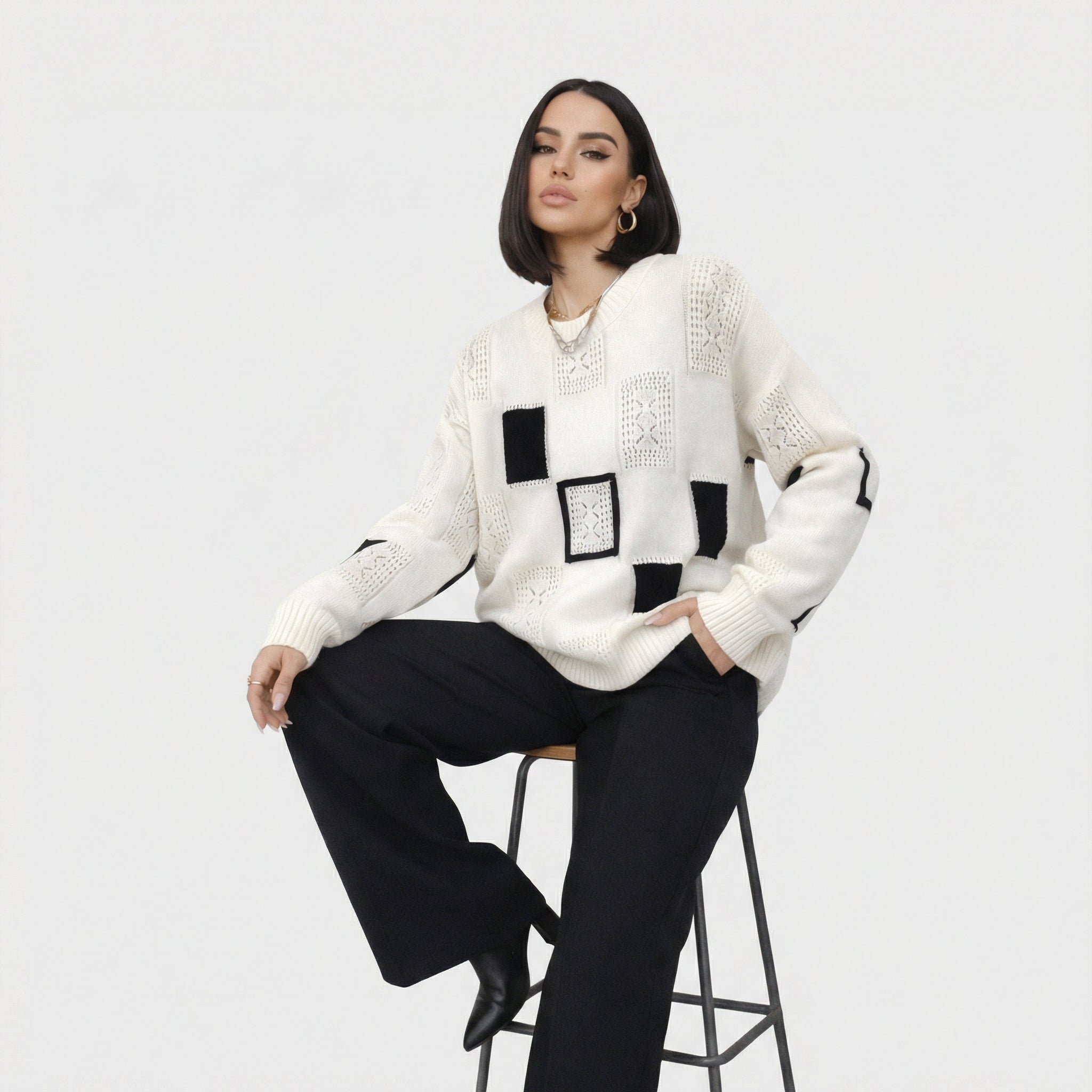 Alica | Maglione con Motivo Geometrico