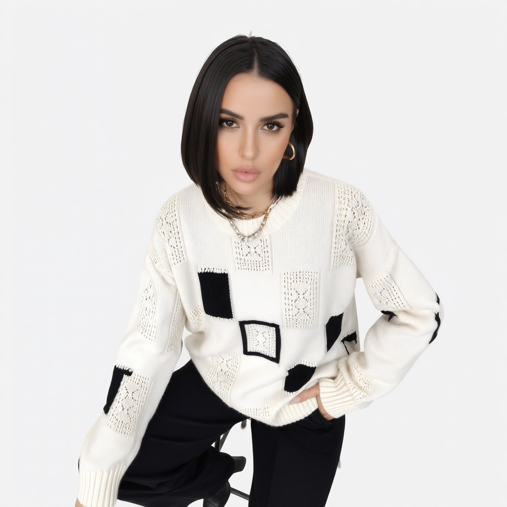 Alica | Maglione con Motivo Geometrico