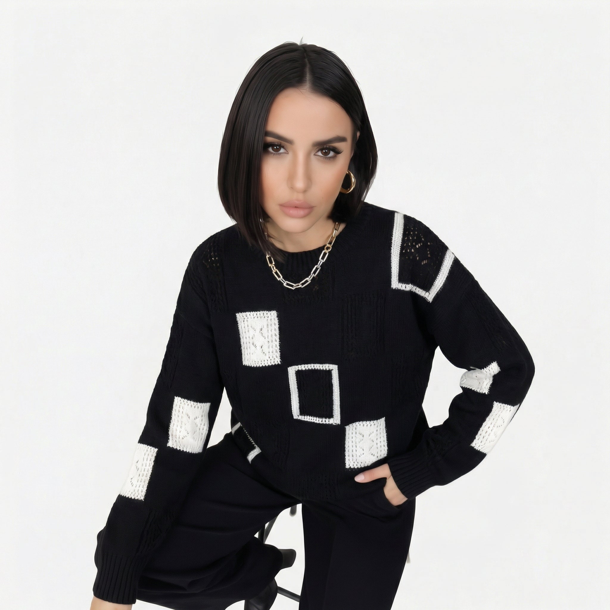 Alica | Maglione con Motivo Geometrico
