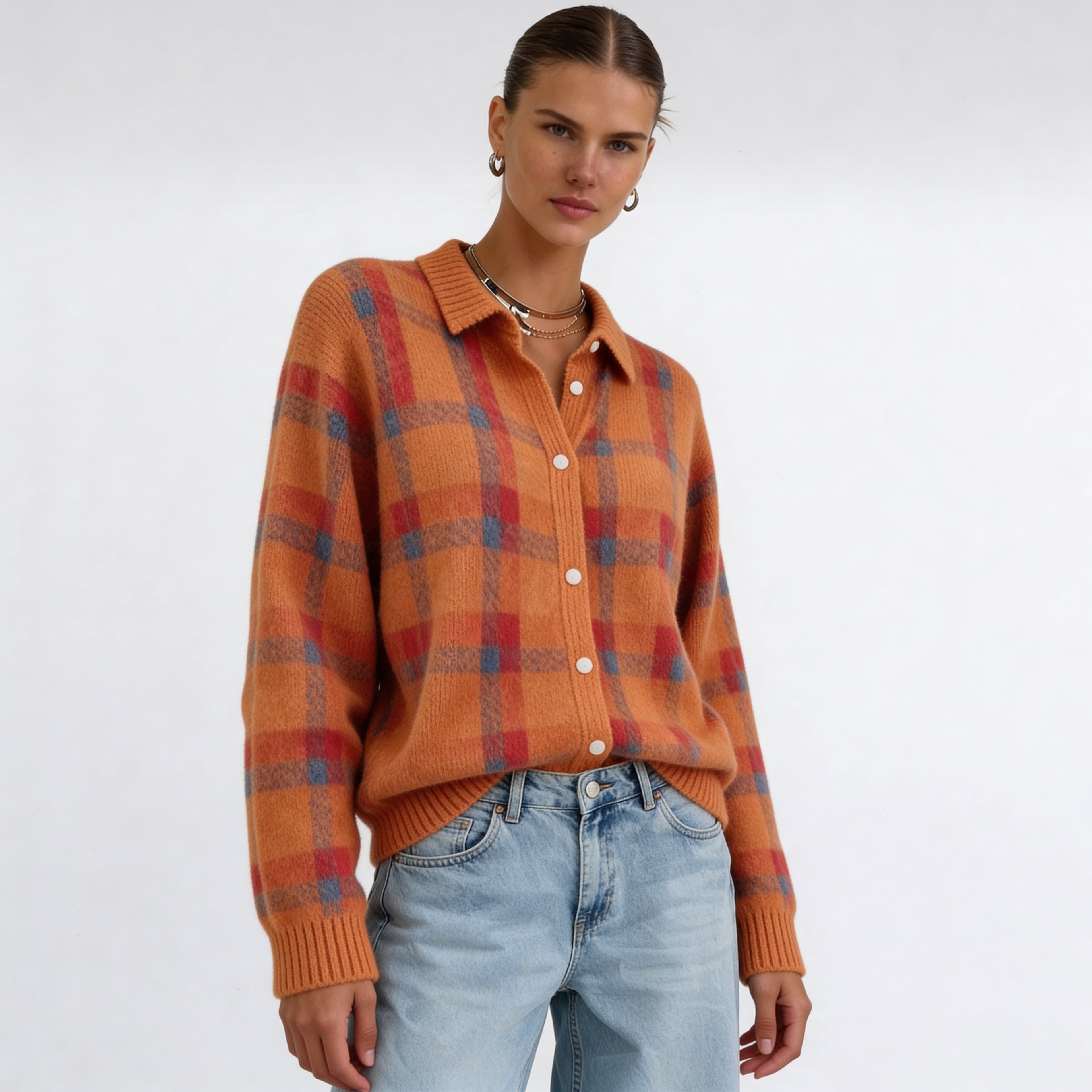 Mara | Checked Knitted Cardigan