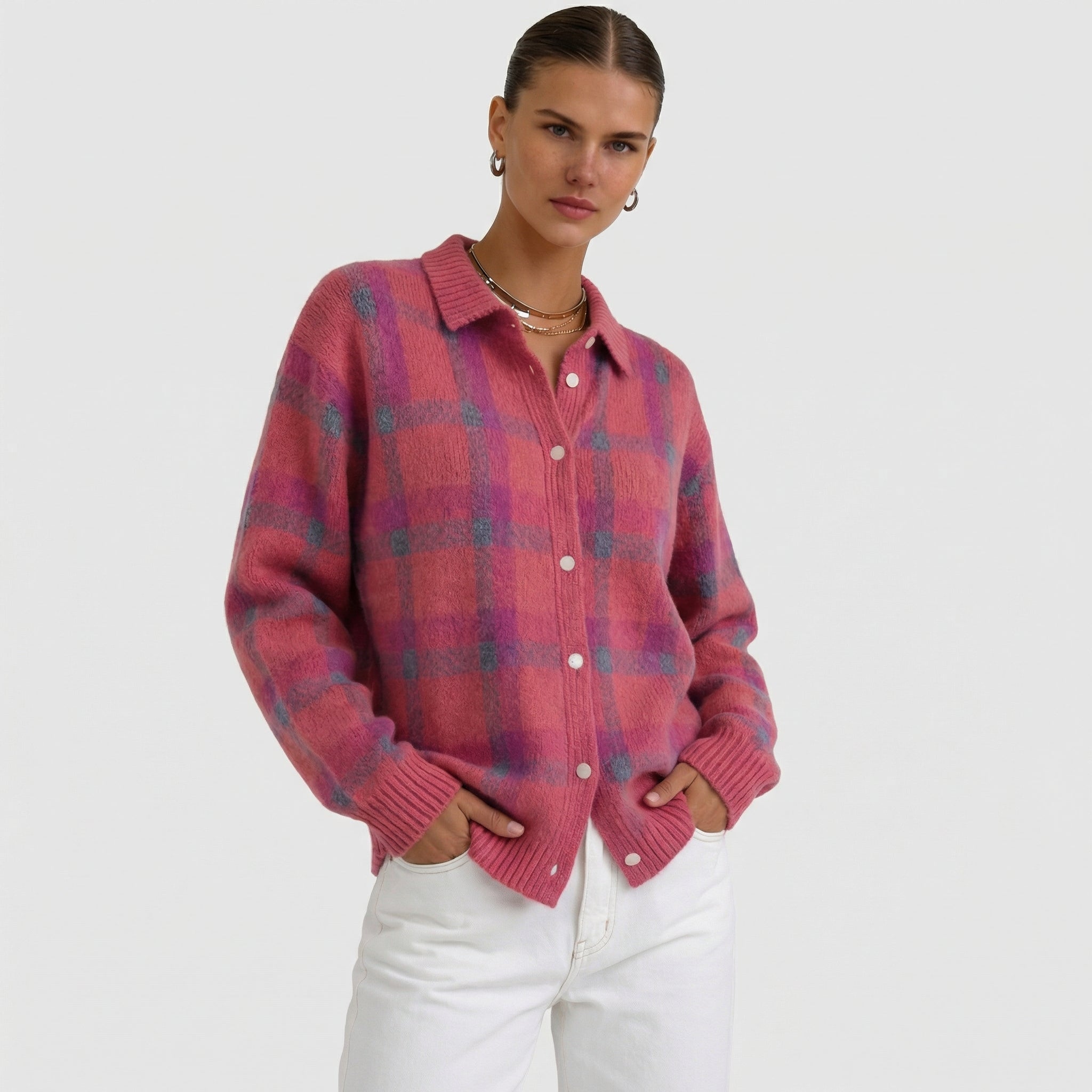 Mara | Checked Knitted Cardigan