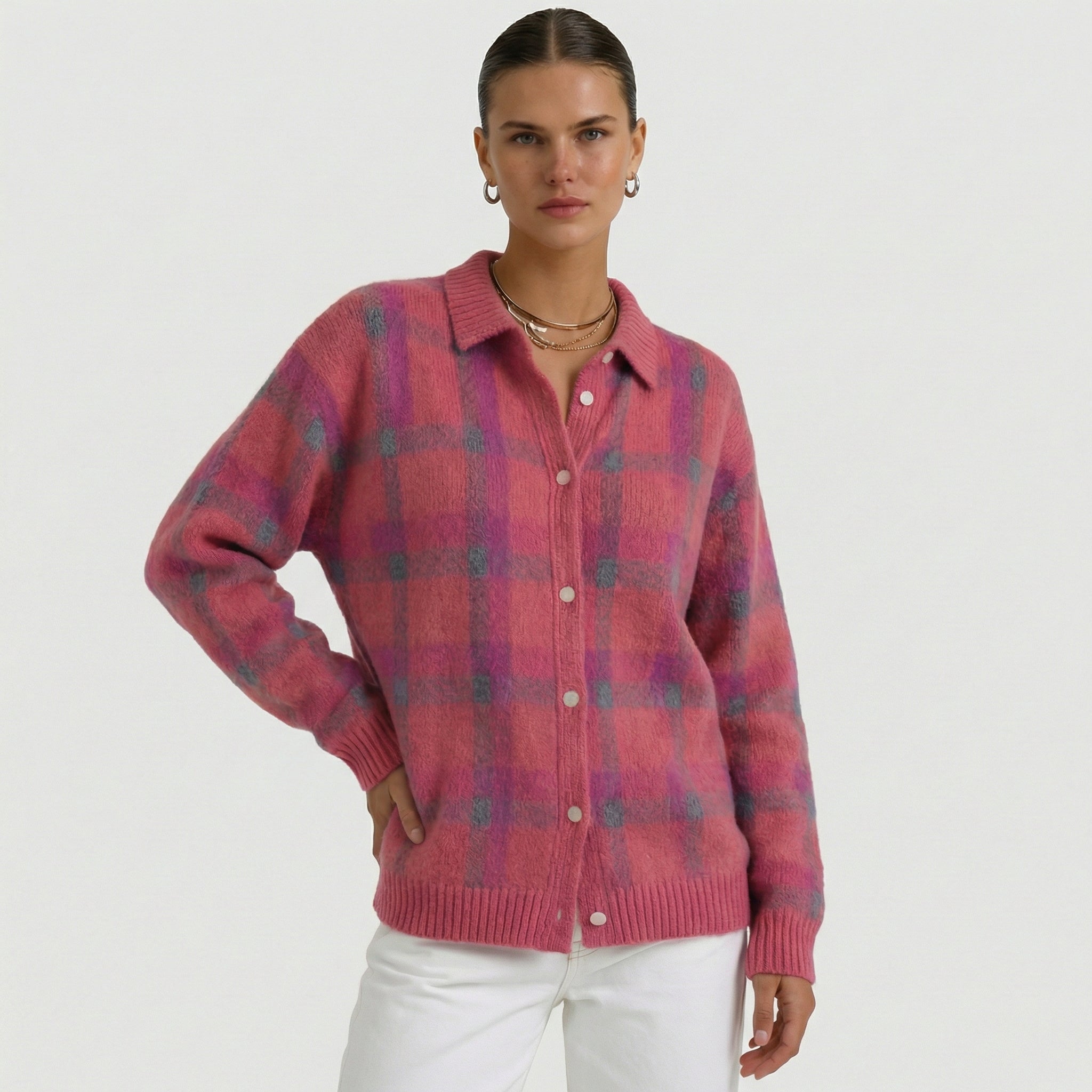 Mara | Checked Knitted Cardigan