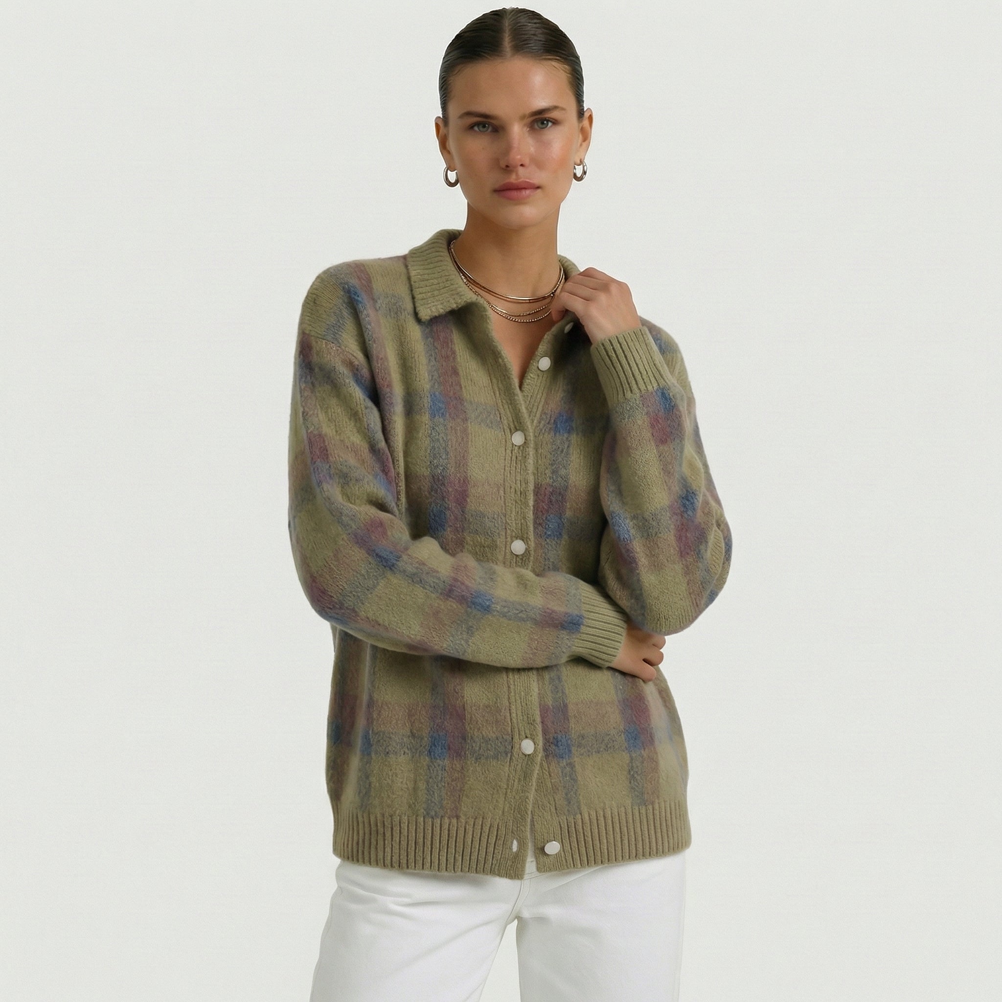Mara | Checked Knitted Cardigan