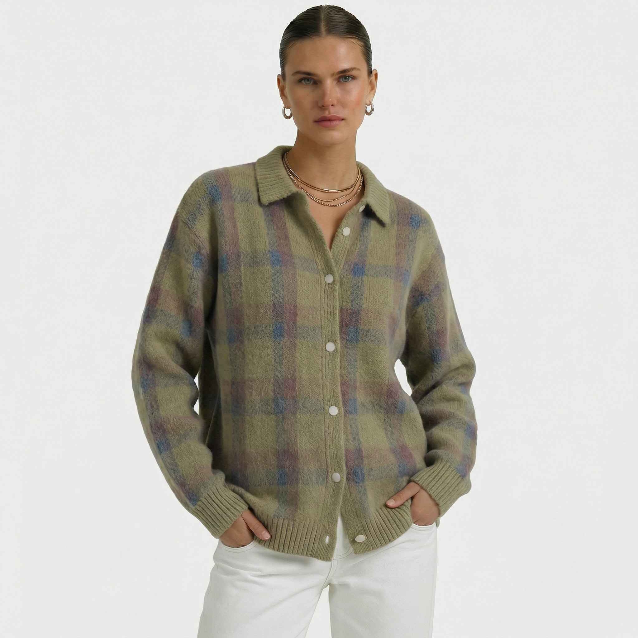 Mara | Checked Knitted Cardigan