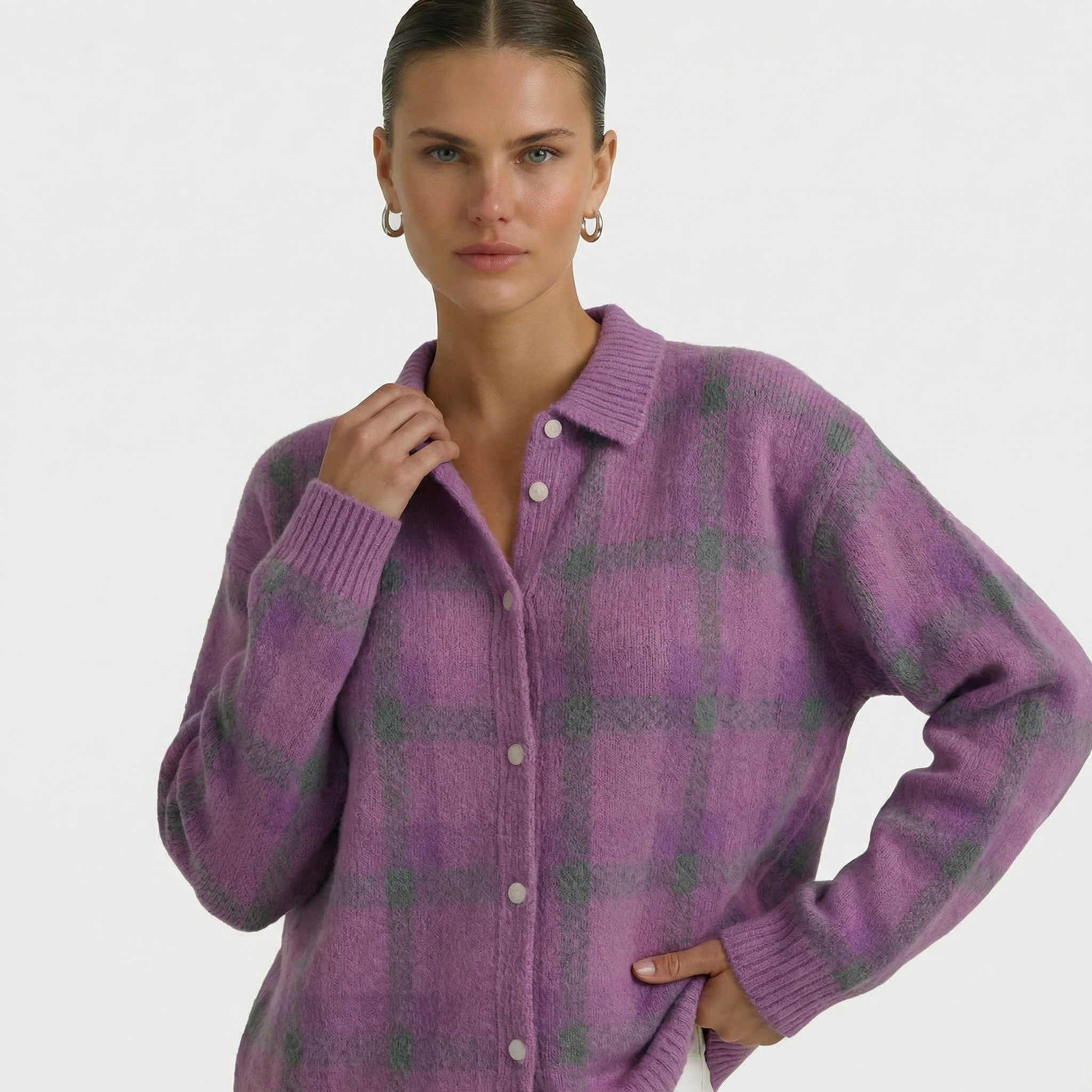 Mara | Checked Knitted Cardigan