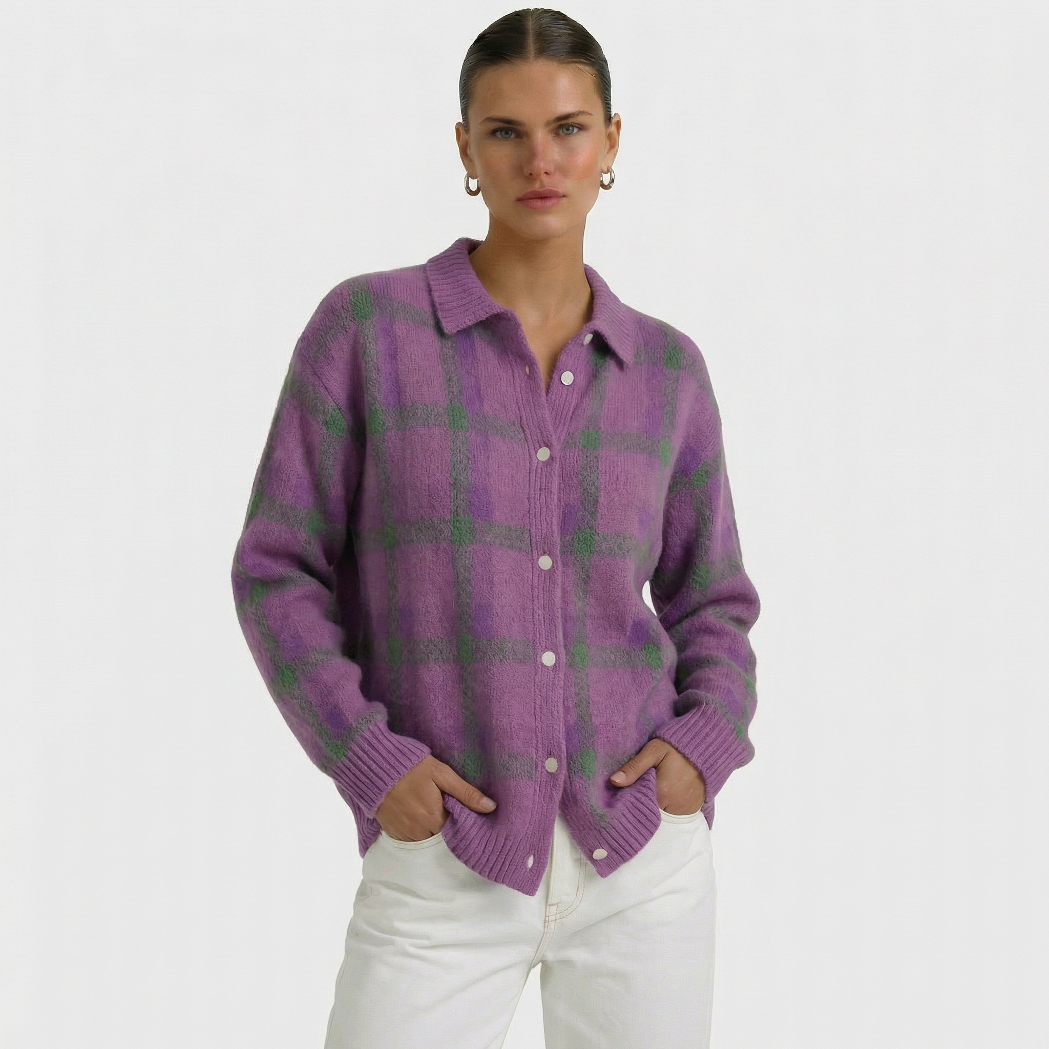 Mara | Checked Knitted Cardigan