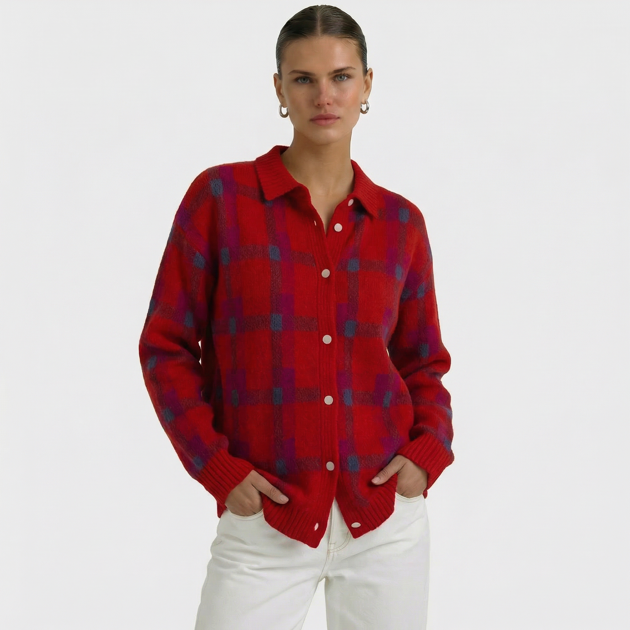 Mara | Checked Knitted Cardigan